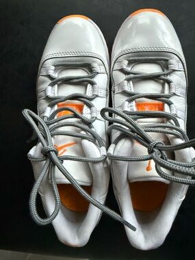 Jordan 11 retro low- White with Orange sole